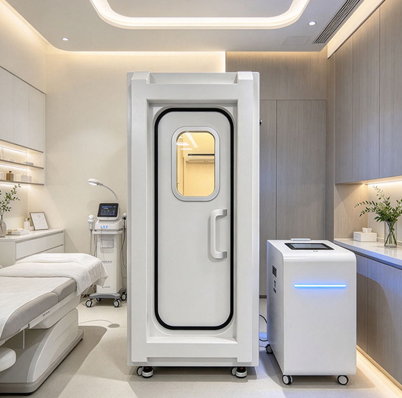 Med-buying OZ-150 rigid hyperbaric oxygen chamber in a clinic